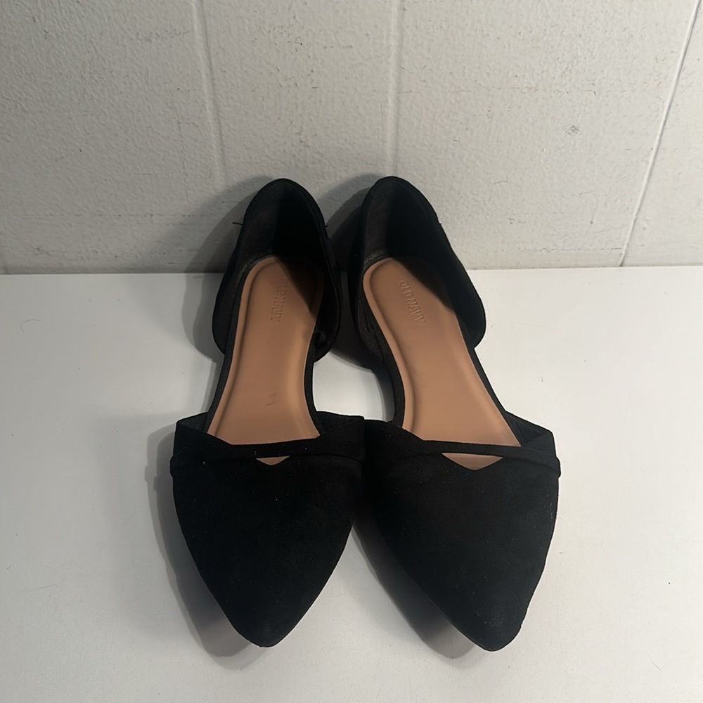 Old Navy Black Faux Suede Pointed Toe Flats - Size 9 Women’s - Picture 2 of 10